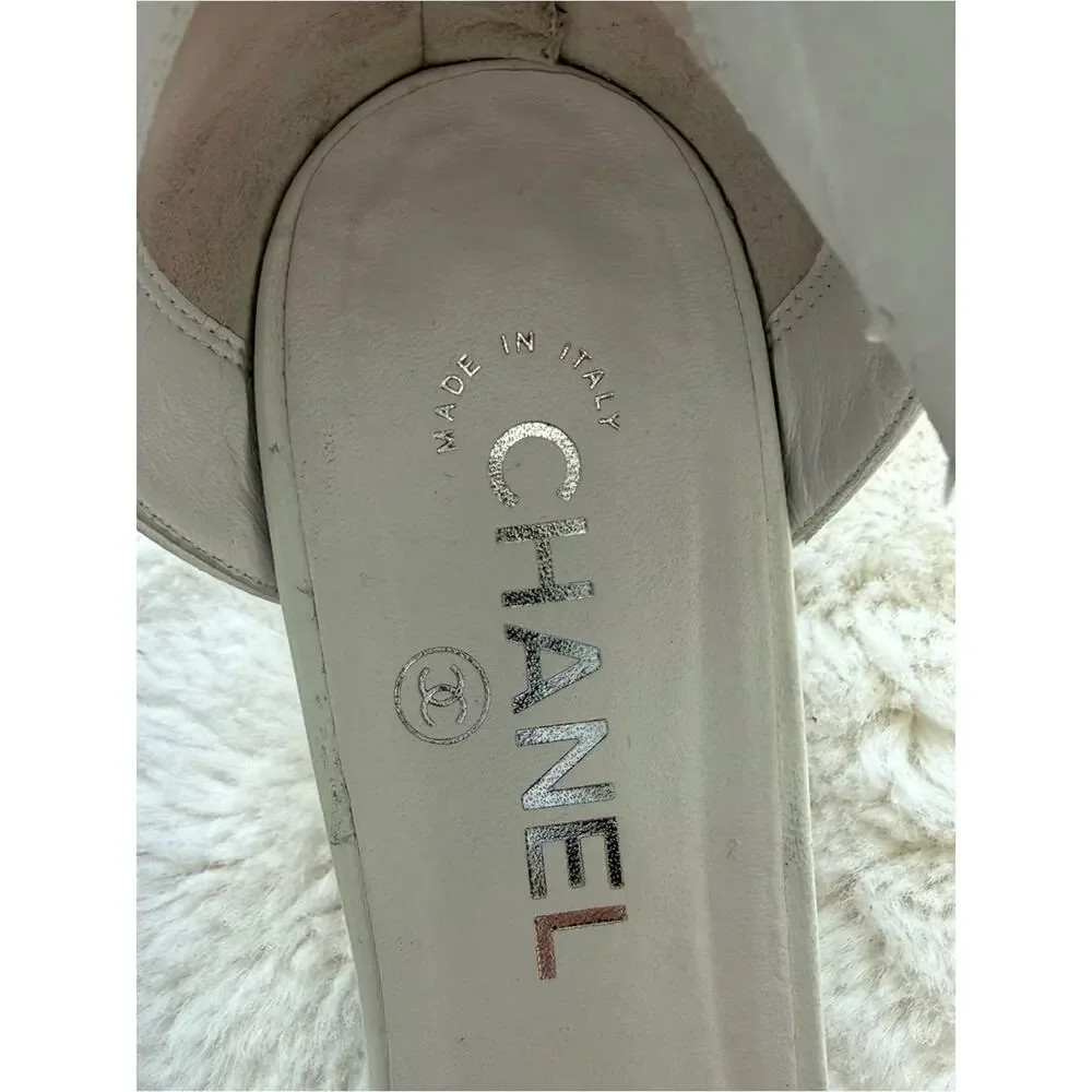 CHANEL white shoes with velvet black bow size 39 EU or 9 US Authentic - Picture 6 of 13